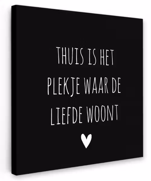 Spreuken - Thuis is het plekje waar de liefde woont - Quotes Tuinposter op houten frame 2 cm dik klein -3d