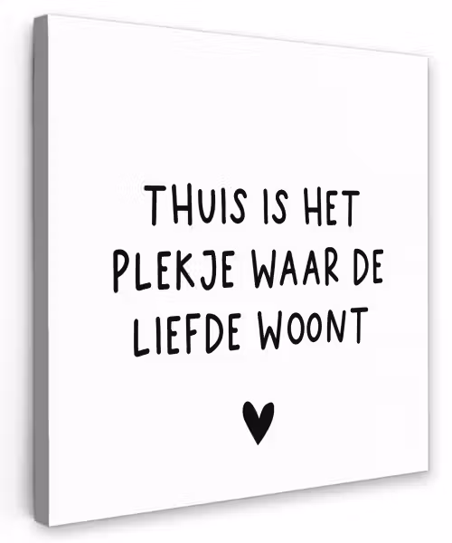 Spreuken - Thuis is het plekje waar de liefde woont - Quotes Tuinposter op houten frame 2 cm dik klein -3d