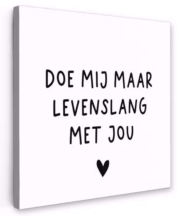 Spreuken - Doe mij maar levenslang met jou - Quotes Tuinposter op houten frame 2 cm dik klein -3d