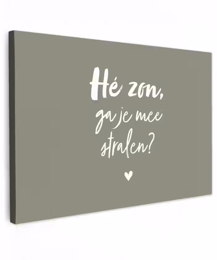 Spreuken - Zomer - Hé zon, ga je mee stralen? - Zon - Tekst Tuinposter op houten frame 2 cm dik klein -3d
