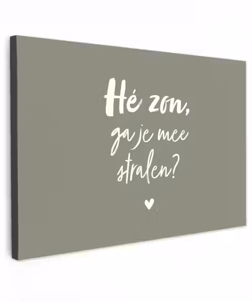 Spreuken - Zomer - Hé zon, ga je mee stralen? - Zon - Tekst Tuinposter op houten frame 2 cm dik klein -3d