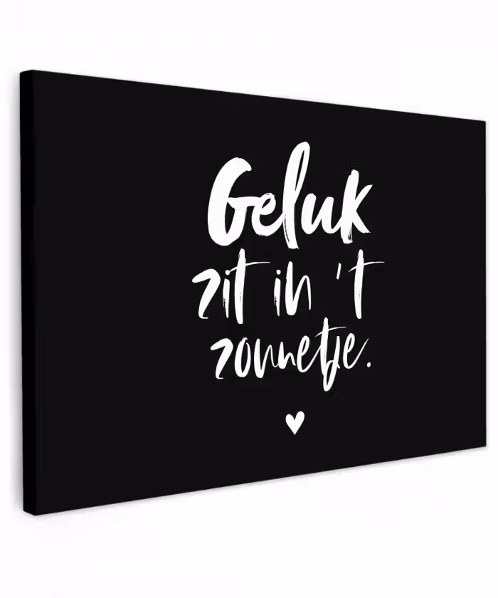 Tekst - Geluk zit in 't zonnetje - Quotes - Zomer - Zon Tuinposter op houten frame 2 cm dik klein -3d