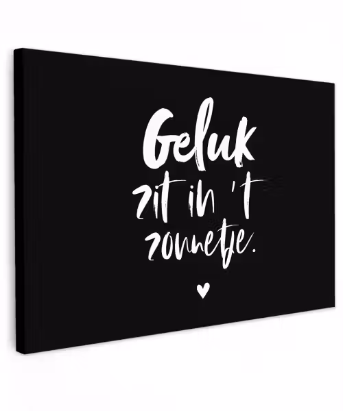 Tekst - Geluk zit in 't zonnetje - Quotes - Zomer - Zon Tuinposter op houten frame 2 cm dik klein -3d