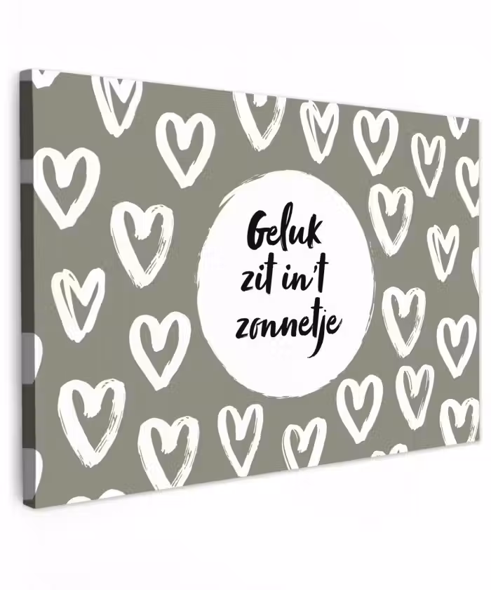 Tekst - geluk zit in 't zonnetje - Quotes - Geluk - Zon Tuinposter op houten frame 2 cm dik klein -3d