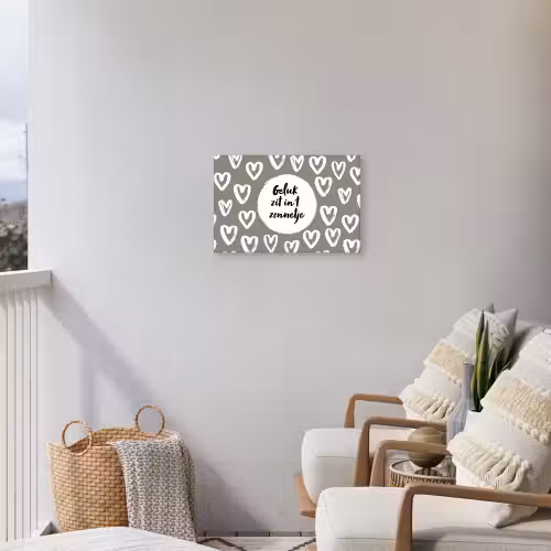 Tekst - geluk zit in 't zonnetje - Quotes - Geluk - Zon Tuinposter op houten frame 2 cm dik klein -sfeer1