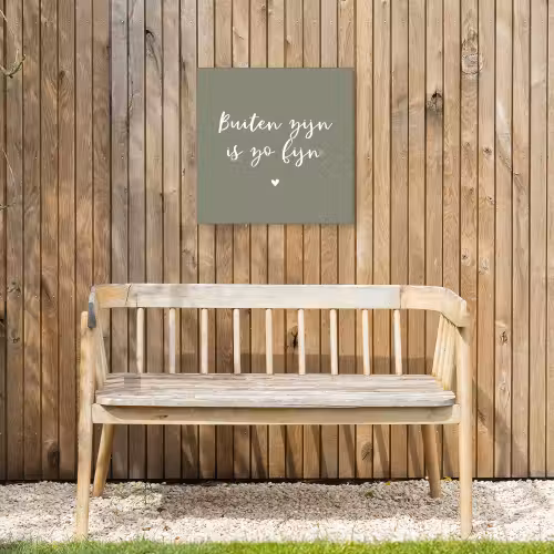 Tekst - Buiten zijn is zo fijn - Zomer - Spreuken Tuinposter op houten frame 2 cm dik klein -sfeer4