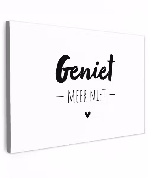 Tekst - Geniet meer niet - Genieten - Quotes Tuinposter op houten frame 2 cm dik klein -3d