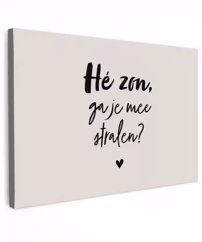 Tekst - Hé zon, ga je mee stralen? - Quotes - Zomer Tuinposter op houten frame 2 cm dik klein -3d
