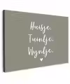 Tekst - Huisje, tuintje, wijntje - Thuis - Quotes - Wijn Tuinposter op houten frame 2 cm dik klein -3d