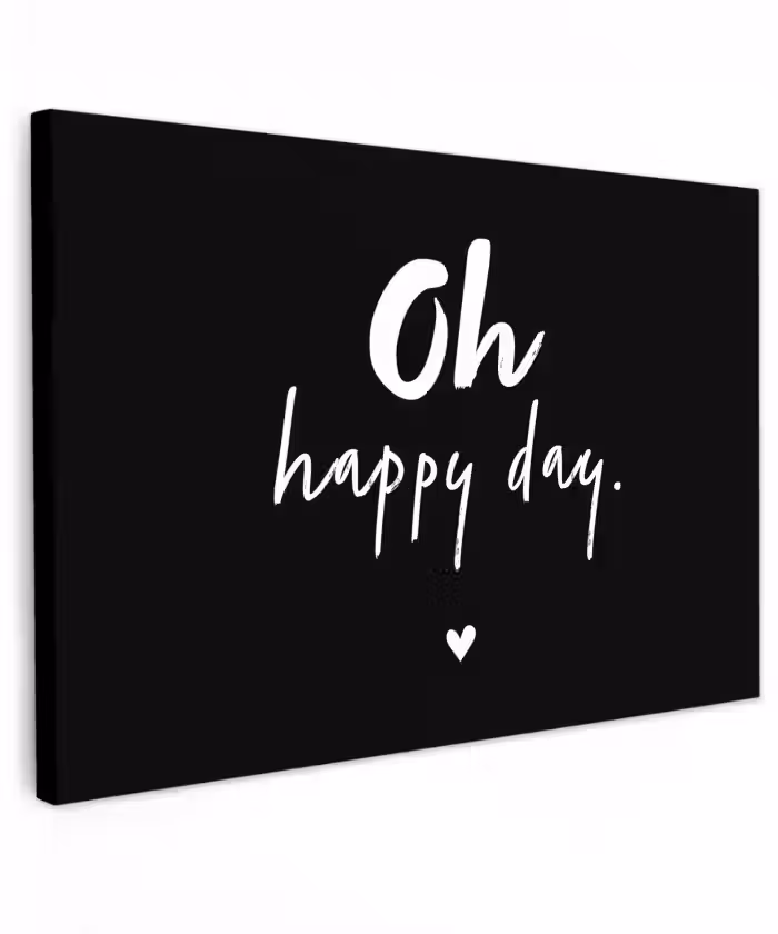 Tekst - Oh happy day - Zomer - Quotes Tuinposter op houten frame 2 cm dik klein -3d