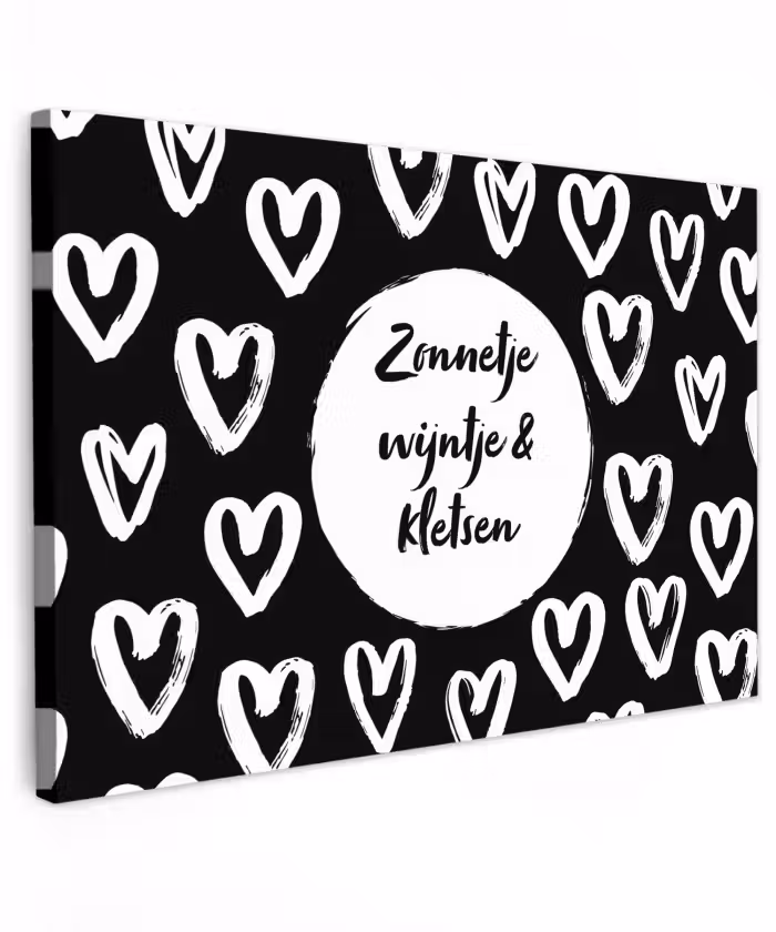 Tekst - Zonnetje, wijntje & kletsen - Quotes - Wijn - Tuin Tuinposter op houten frame 2 cm dik klein -3d