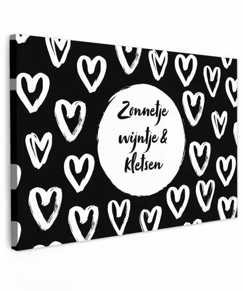 Tekst - Zonnetje, wijntje & kletsen - Quotes - Wijn - Tuin Tuinposter op houten frame 2 cm dik klein -3d