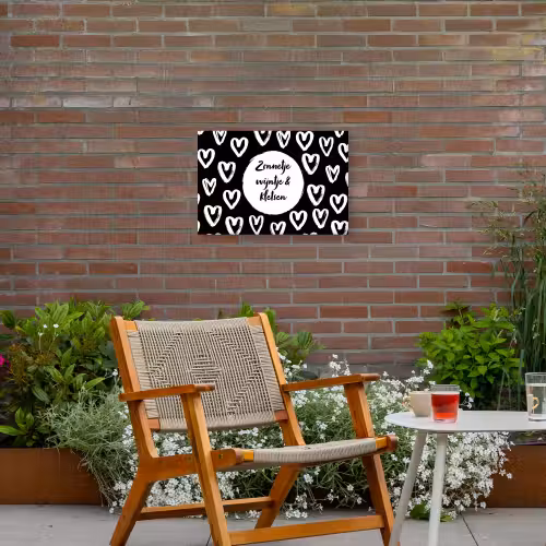 Tekst - Zonnetje, wijntje & kletsen - Quotes - Wijn - Tuin Tuinposter op houten frame 2 cm dik klein -sfeer3