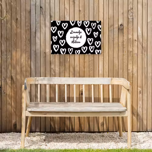Tekst - Zonnetje, wijntje & kletsen - Quotes - Wijn - Tuin Tuinposter op houten frame 2 cm dik klein -sfeer4