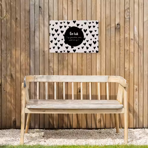 Tekst - Quotes - Geluk (is genieten van wat er is) - Woordenboek - Definitie geluk Tuinposter op houten frame 2 cm dik klein -sfeer4