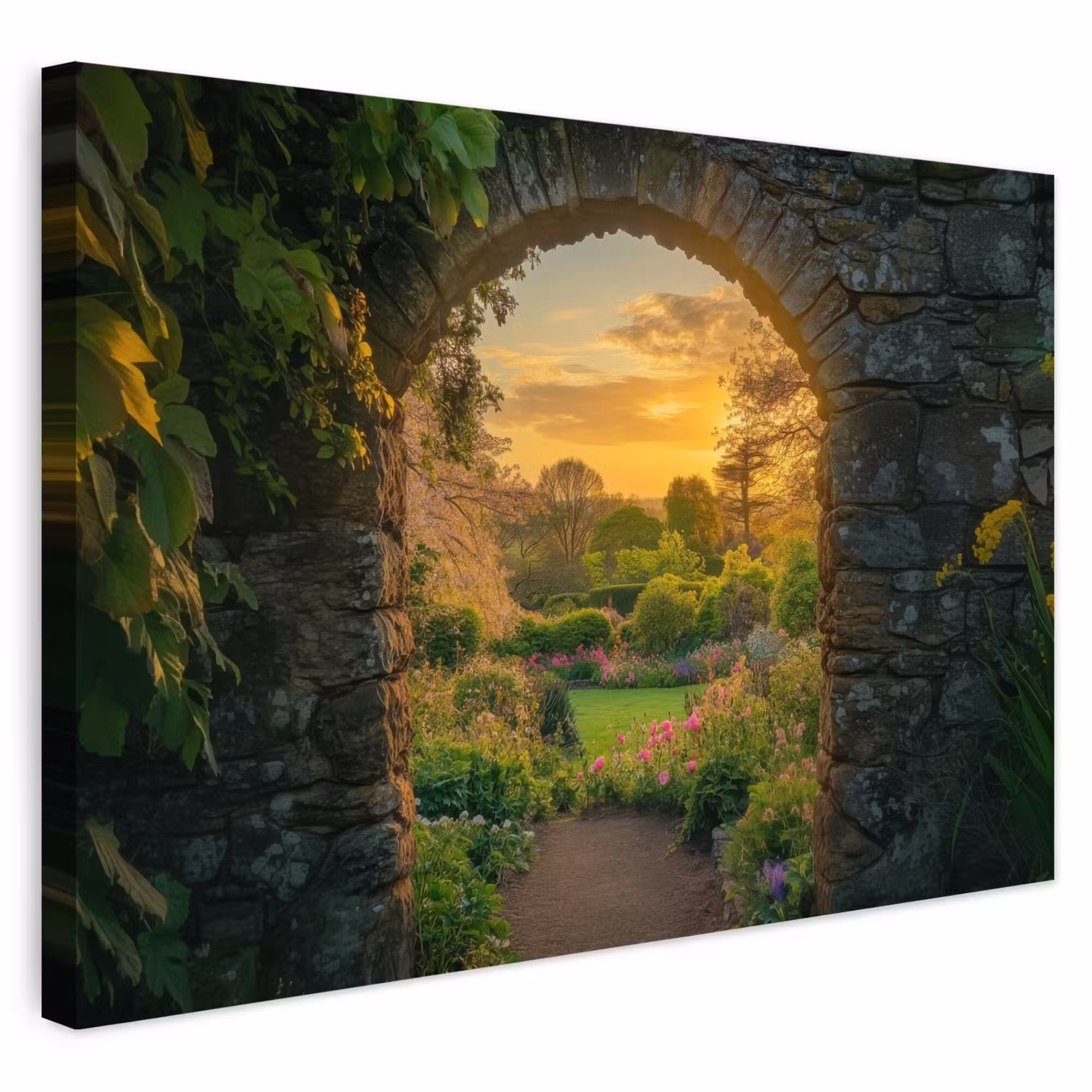 Outdoor Leinwand - Tor - Pflanzen - Sonnenuntergang