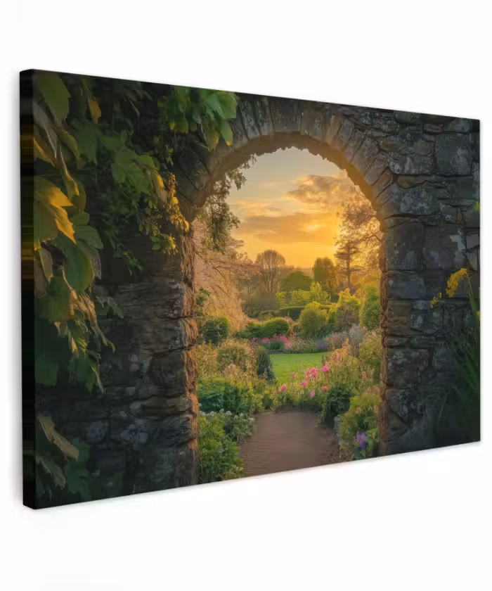 Outdoor Leinwand - Tor - Pflanzen - Sonnenuntergang