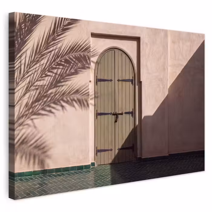 Outdoor Leinwand - Tür – Holz – Architektur – Grün – Rustikal