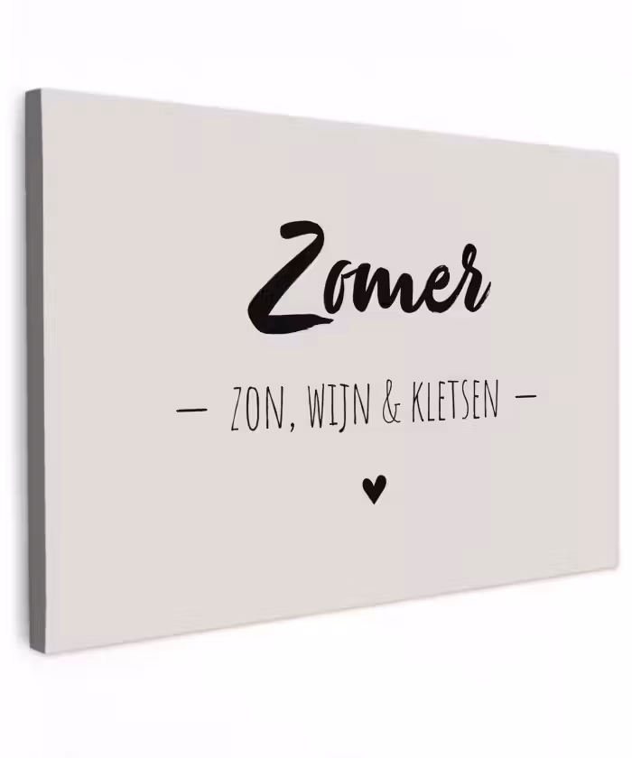 Wijn - Zomer zon, wijn & kletsen - Quotes - Tekst Tuinposter op houten frame 2 cm dik klein -3d