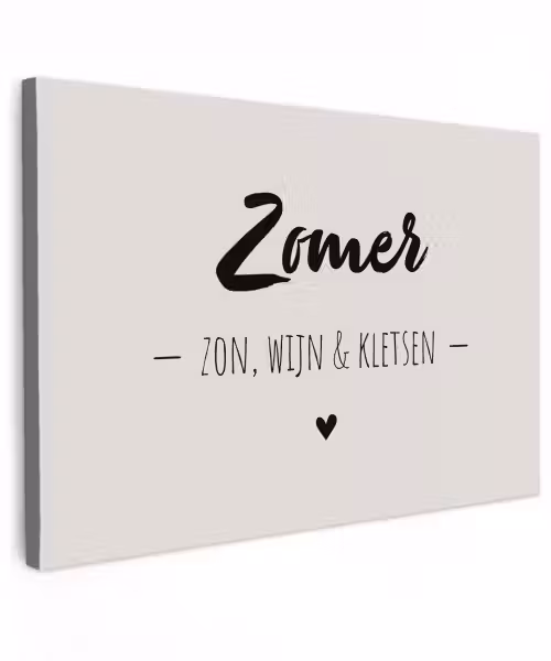 Wijn - Zomer zon, wijn & kletsen - Quotes - Tekst Tuinposter op houten frame 2 cm dik klein -3d
