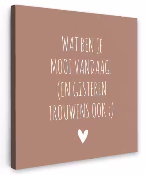 Wat ben je mooi vandaag - Spreuken - Quotes Tuinposter op houten frame 2 cm dik klein -3d