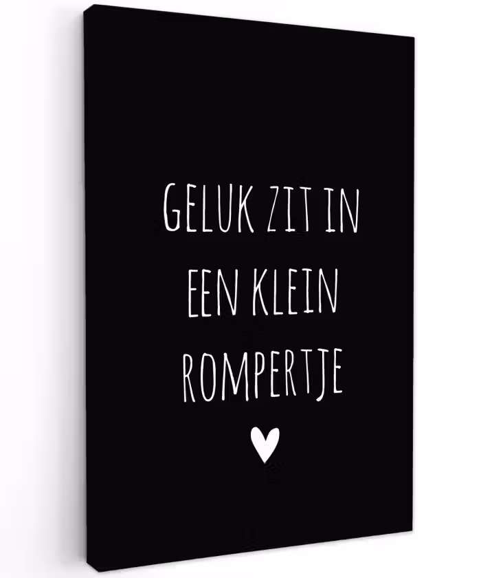 Quotes - Geluk zit in een klein rompertje - Spreuken Tuinposter op houten frame 2 cm dik klein -3d