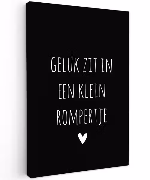 Quotes - Geluk zit in een klein rompertje - Spreuken Tuinposter op houten frame 2 cm dik klein -3d