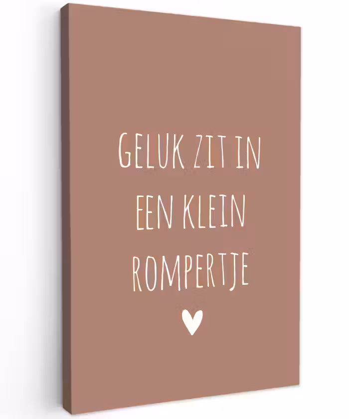 Quotes - Geluk zit in een klein rompertje - Spreuken Tuinposter op houten frame 2 cm dik klein -3d