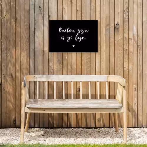 Quotes - Tuin - Buiten zijn is zo fijn - Tekst Tuinposter op houten frame 2 cm dik klein -sfeer4