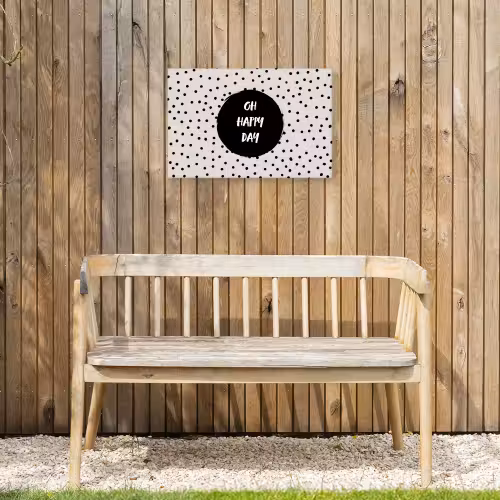 Quotes - Gelukkig - Tekst - Oh happy day Tuinposter op houten frame 2 cm dik klein -sfeer4