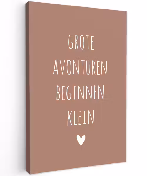 Quotes - Grote avonturen beginnen klein - Spreuken Tuinposter op houten frame 2 cm dik klein -3d