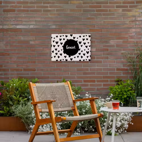 Quotes - Hartje - Tekst - Geniet Tuinposter op houten frame 2 cm dik klein -sfeer3