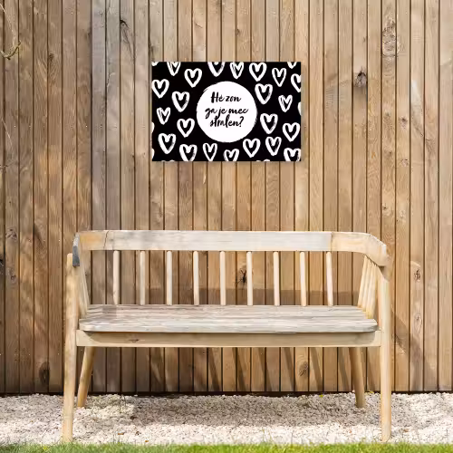 Quotes - Hé zon, ga je mee stralen? - Tekst - Zon - Zomer Tuinposter op houten frame 2 cm dik klein -sfeer4