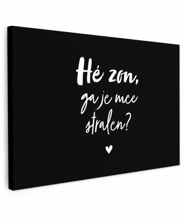 Quotes - Hé zon, ga je mee stralen? - Zomer - Tekst - Zon Tuinposter op houten frame 2 cm dik klein -3d
