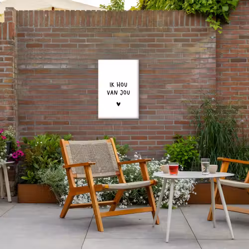 Quotes - Ik hou van jou - Spreuken Tuinposter op houten frame 2 cm dik klein -sfeer3