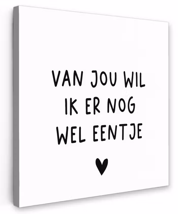 Quotes - Van jou wil ik er nog wel eentje - Spreuken Tuinposter op houten frame 2 cm dik klein -3d
