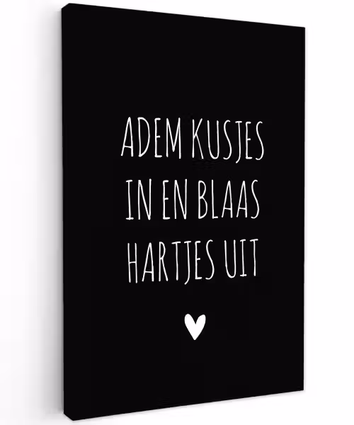 Quotes - Adem kusjes in en blaas hartjes uit - Spreuken Tuinposter op houten frame 2 cm dik klein -3d