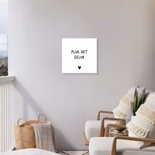 Quotes - Pluk het geluk - Spreuken Tuinposter op houten frame 2 cm dik klein -sfeer1
