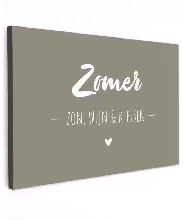 Quotes - Zomer, zon, wijn & kletsen - Tekst - Zomer Tuinposter op houten frame 2 cm dik klein -3d