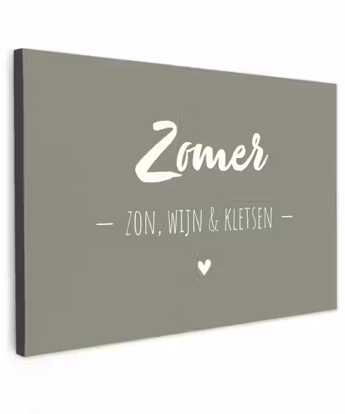 Quotes - Zomer, zon, wijn & kletsen - Tekst - Zomer Tuinposter op houten frame 2 cm dik klein -3d