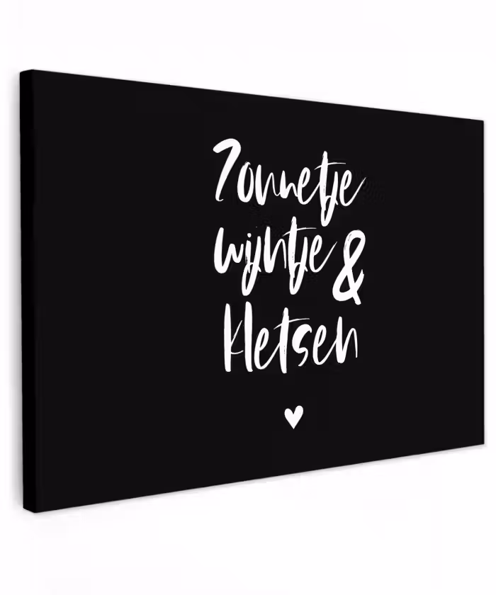 Quotes - Zonnetje, wijntje & kletsen - Tekst - Wijn - Zomer Tuinposter op houten frame 2 cm dik klein -3d