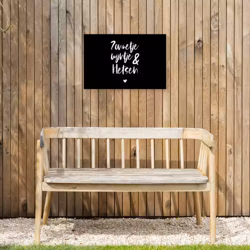 Quotes - Zonnetje, wijntje & kletsen - Tekst - Wijn - Zomer Tuinposter op houten frame 2 cm dik klein -sfeer4
