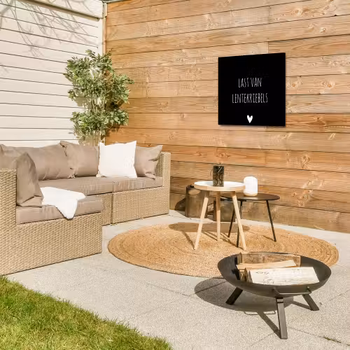 Quotes - Spreuken - Lentekriebels Tuinposter op houten frame 2 cm dik klein -sfeer2