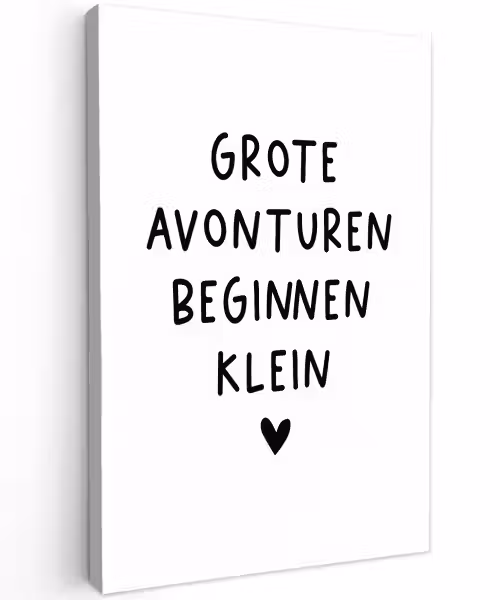 Quotes - Spreuken - Grote avonturen beginnen klein Tuinposter op houten frame 2 cm dik klein -3d