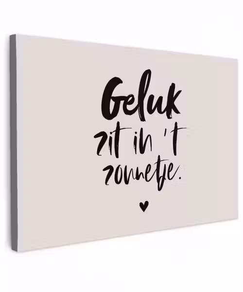 Quotes - Tekst - Geluk zit in 't zonnetje - Zomer Tuinposter op houten frame 2 cm dik klein -3d