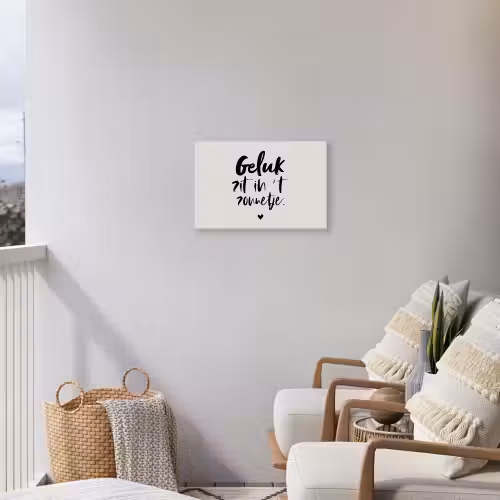 Quotes - Tekst - Geluk zit in 't zonnetje - Zomer Tuinposter op houten frame 2 cm dik klein -sfeer1