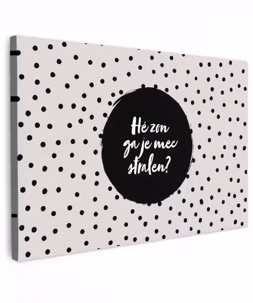 Quotes - Tekst - Hé zon ga je mee stralen? - Zon Tuinposter op houten frame 2 cm dik klein -3d