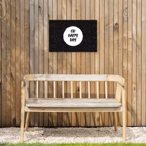 Quotes - Tekst - Oh happy day - Geluk Tuinposter op houten frame 2 cm dik klein -sfeer4