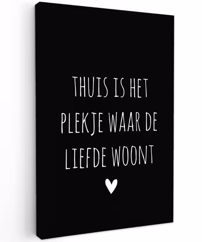 Quotes - Thuis is het plekje waar de liefde woont - Spreuken Tuinposter op houten frame 2 cm dik klein -3d