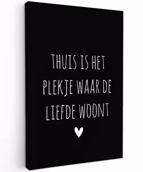 Quotes - Thuis is het plekje waar de liefde woont - Spreuken Tuinposter op houten frame 2 cm dik klein -3d